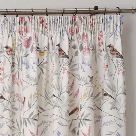 Pencil Pleat Curtains with Tiebacks - Pink, Cotton image