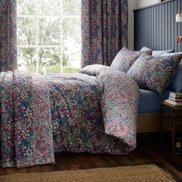 Quilted Bedspread Reversible - Navy, Polycotton
