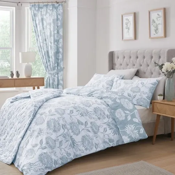Reversible Duvet Cover Set - Blue, Polycotton