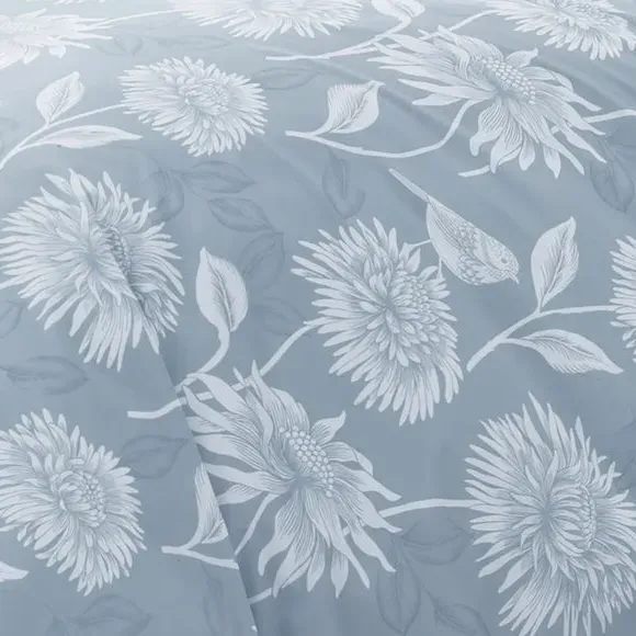 Reversible Duvet Cover Set - Blue, Polycotton