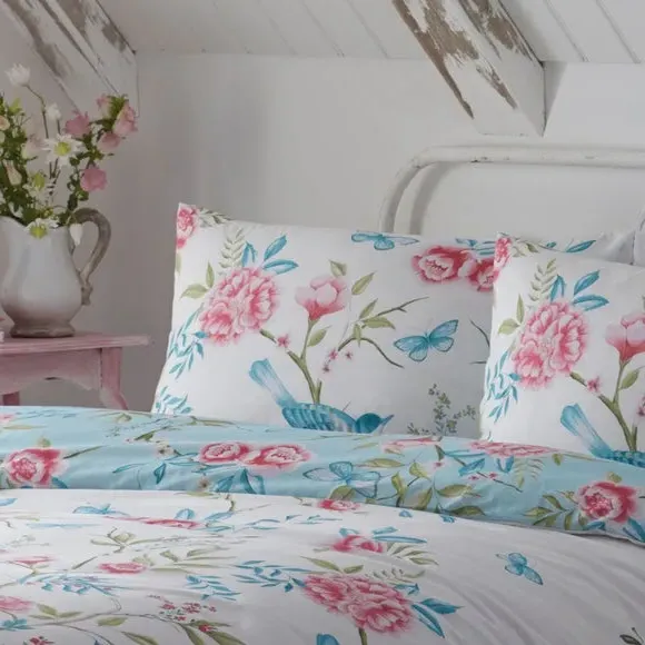 Reversible Duvet Cover Set - Blue, Polycotton