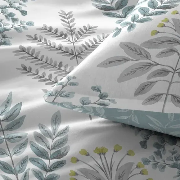Reversible Duvet Cover Set - Duck Egg, Polycotton