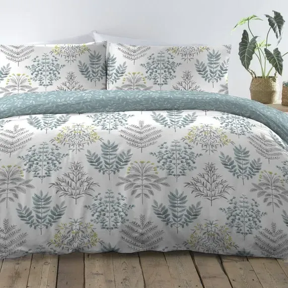 Reversible Duvet Cover Set - Duck Egg, Polycotton