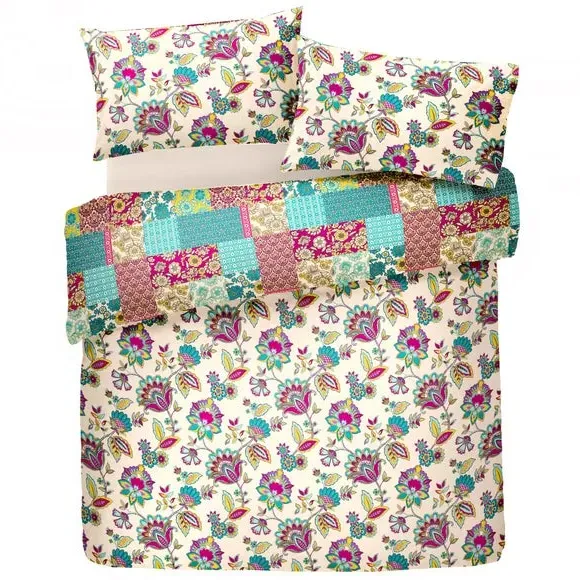 Reversible Duvet Cover Set - Green, Polycotton