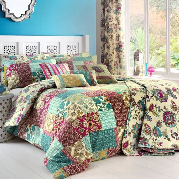 Reversible Duvet Cover Set - Green, Polycotton