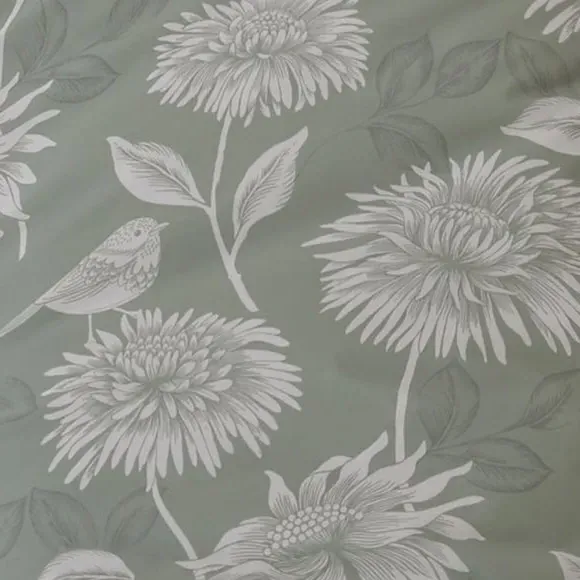 Reversible Duvet Cover Set - Green, Polycotton
