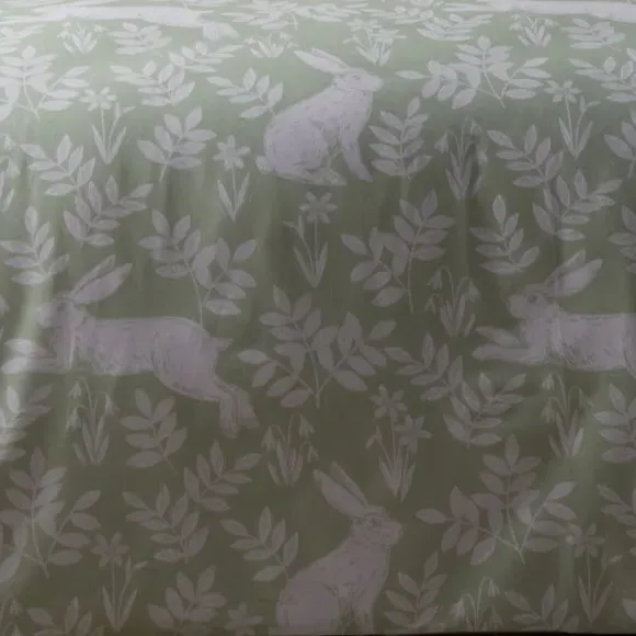 Reversible Duvet Cover Set - Green, Polycotton