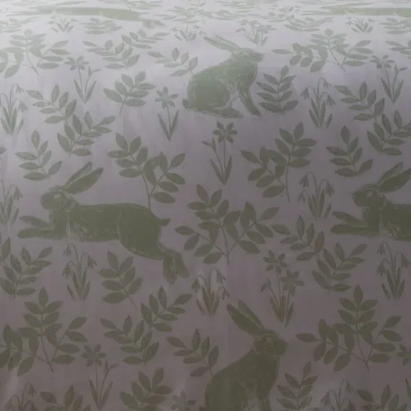 Reversible Duvet Cover Set - Green, Polycotton