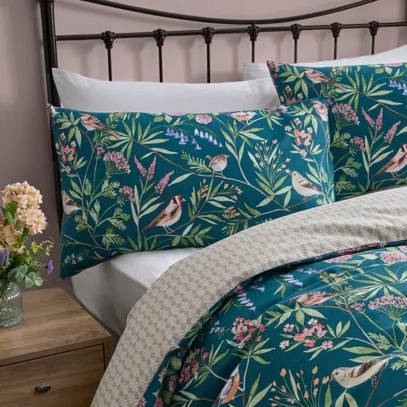 Reversible Duvet Cover Set - Green, Polycotton