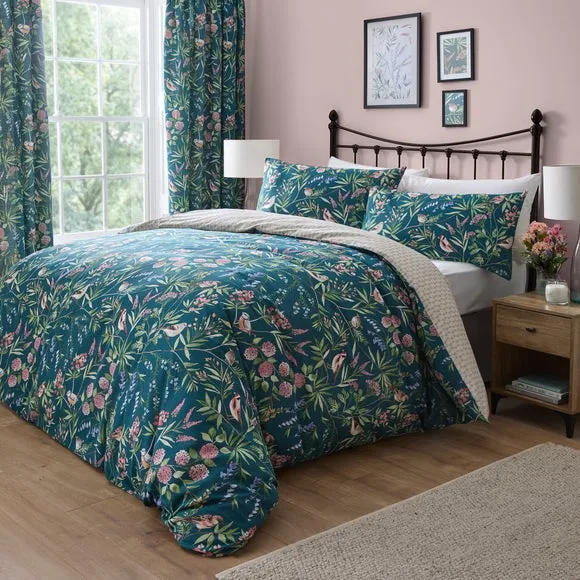 Reversible Duvet Cover Set - Green, Polycotton