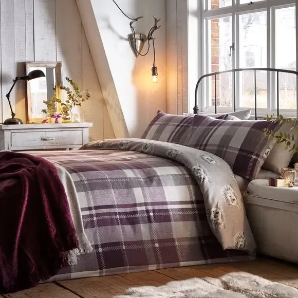 Reversible Duvet Cover Set - Purple, Cotton