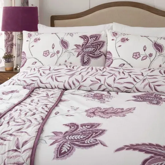Reversible Duvet Cover Set - Purple, Polycotton