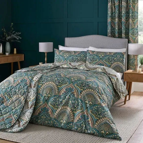 Reversible Duvet Cover Set - Teal, Polycotton