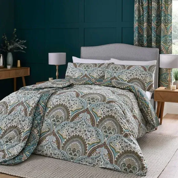 Reversible Duvet Cover Set - Teal, Polycotton