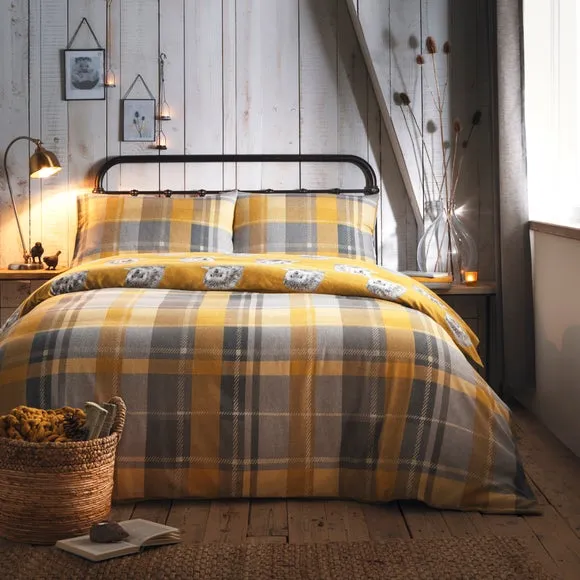 Reversible Duvet Cover Set - Yellow, Cotton