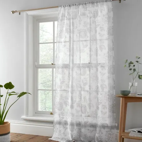 Slot Top Voile Panel - Grey, Sheer Fabric image
