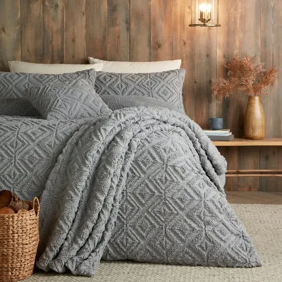 Square Cushion with Geometric Design - Grey