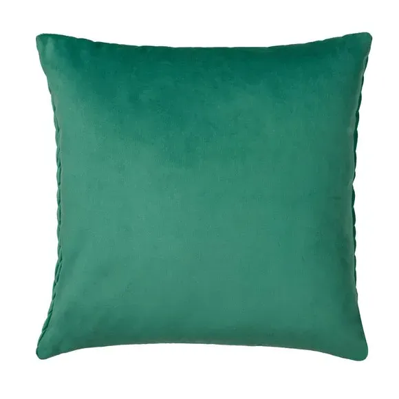 Square Cushion with Ruched Design - Jade, Velvet