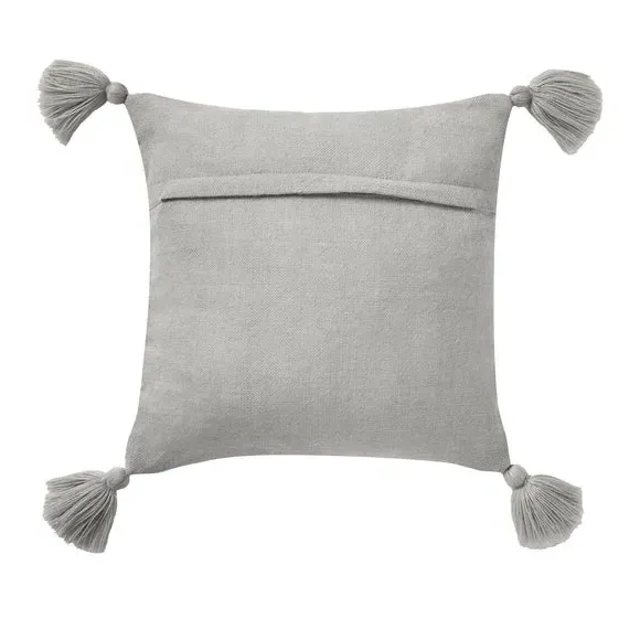 Square Outdoor Cushion with Tassels - Grey