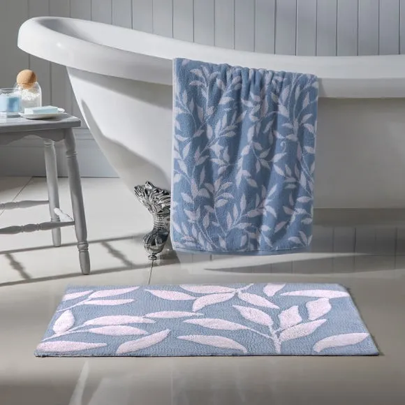 Tufted Bath Mat with Anti-Slip - Blue, Cotton image