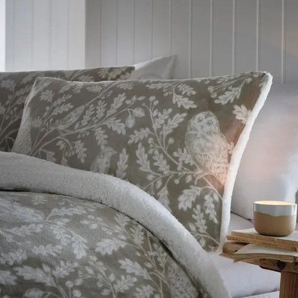 Woodland Owls Duvet Cover Set - Sage, Polyester