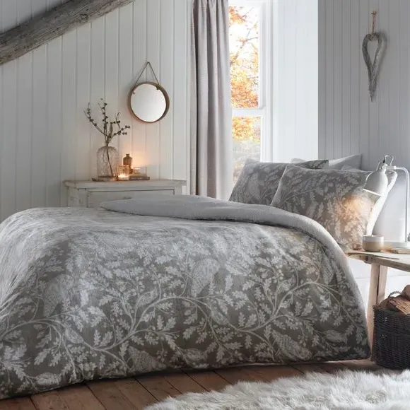 Woodland Owls Duvet Cover Set - Sage, Polyester