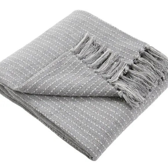 Woven Throw Blanket with Tassels - Grey