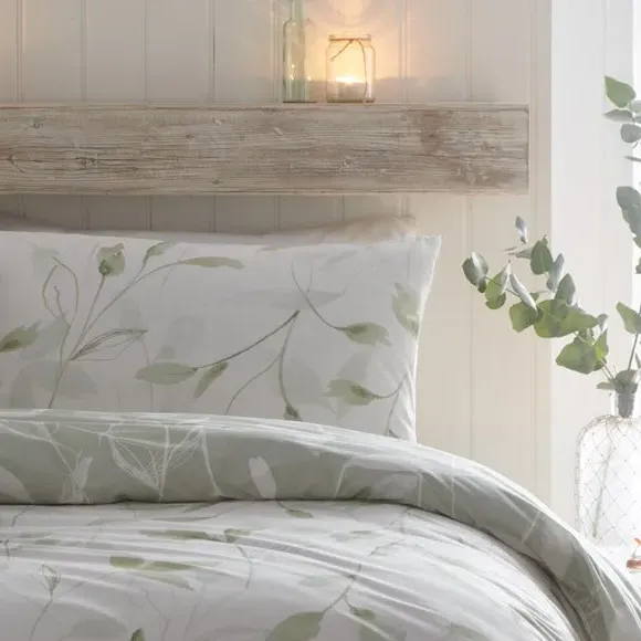 Duvet Cover Set with Pillowcase - Green, Cotton