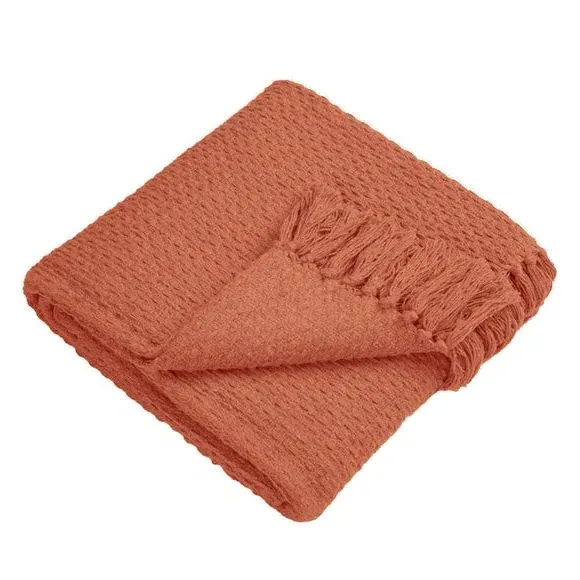 Oversized Bedspread Woven Throw - Terracotta, Cotton