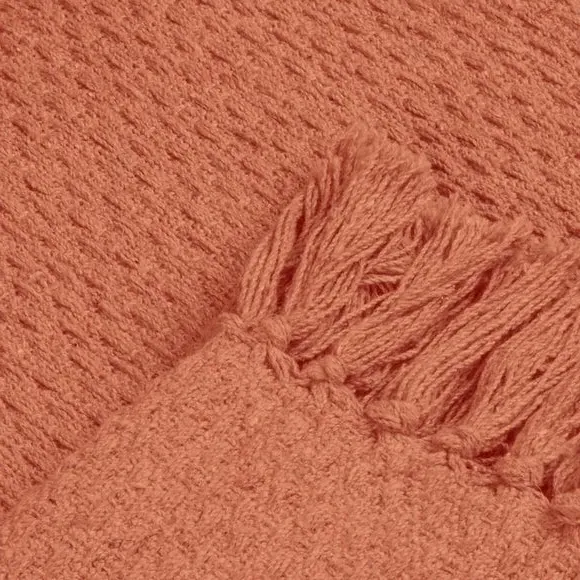 Oversized Bedspread Woven Throw - Terracotta, Cotton