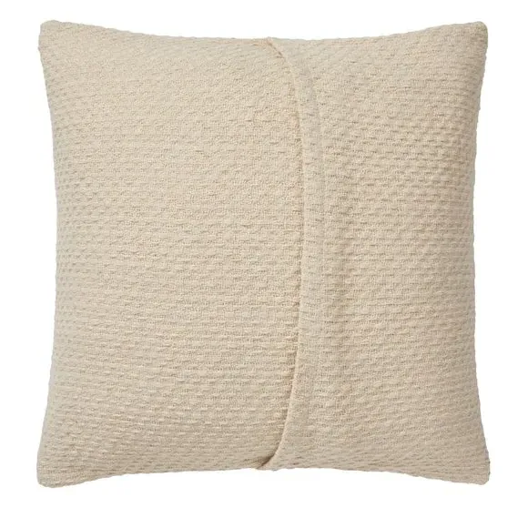 Square Cushion with Basket Weave - Cream, Cotton