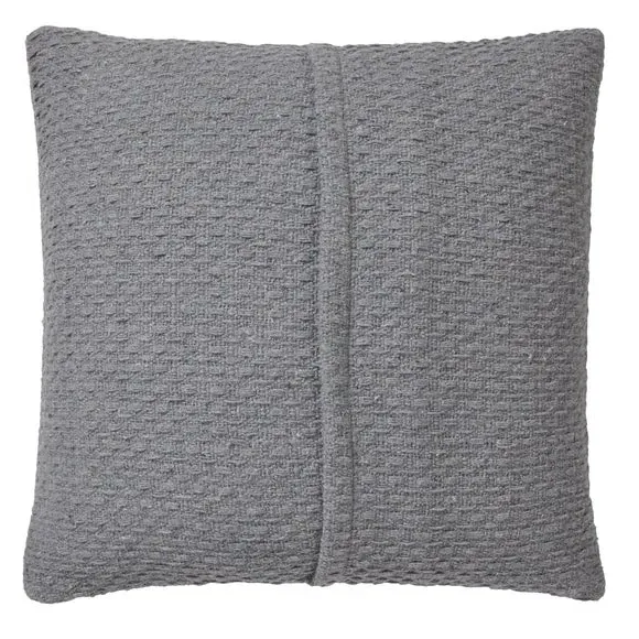 Square Cushion with Basket Weave - Grey, Cotton