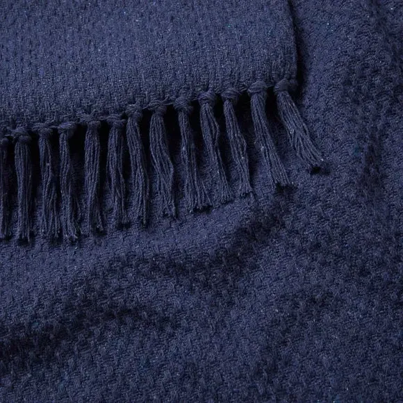 Throw Blanket with Tassels - Navy, Polyester