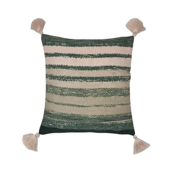 Square Outdoor Cushion with Tassels - Green