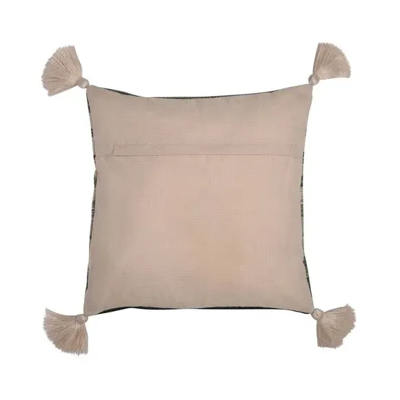 Square Outdoor Cushion with Tassels - Green