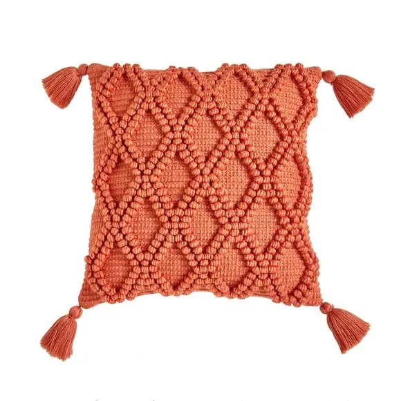 Square Outdoor Cushion with Tassels - Red