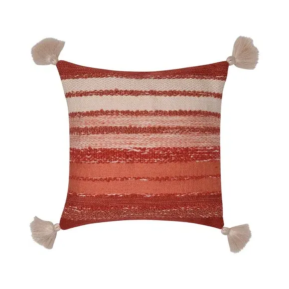 Square Outdoor Cushion with Tassels - Red