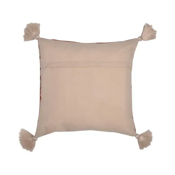 Square Outdoor Cushion with Tassels - Red