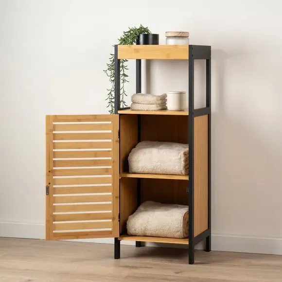 1 Door Storage Unit - Black, Bamboo