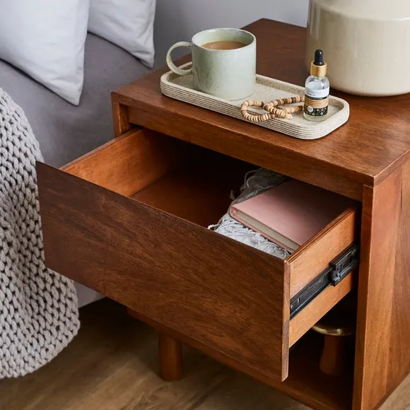 1 Drawer Bedside Table - Brown, Mango Wood
