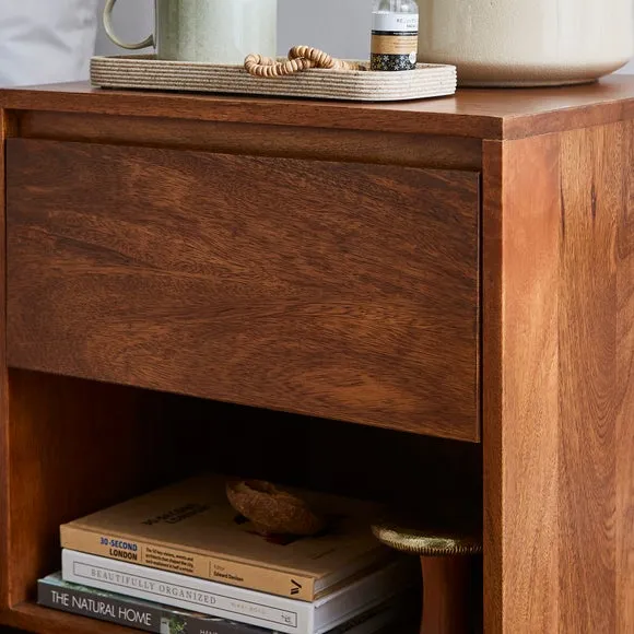 1 Drawer Bedside Table - Brown, Mango Wood