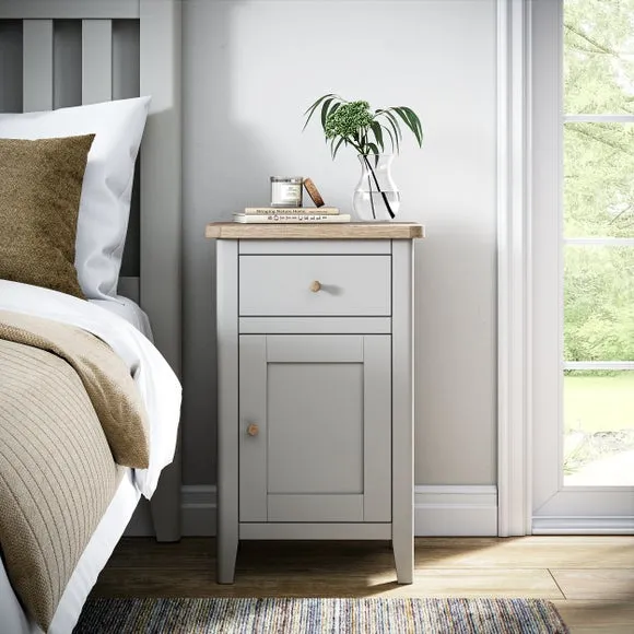 1 Drawer Bedside Table - Grey, Pine & Oak image