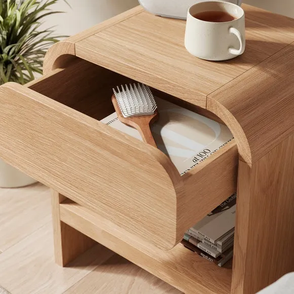 1 Drawer Bedside Table - Light Oak, Wood