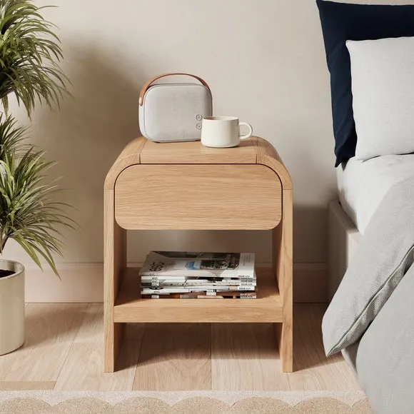 1 Drawer Bedside Table - Light Oak, Wood image
