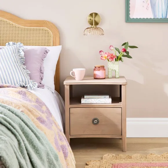 1 Drawer Bedside Table - Natural, Birch Wood image
