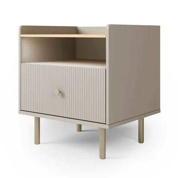 1 Drawer Bedside Table with Shelf - Natural, Wood