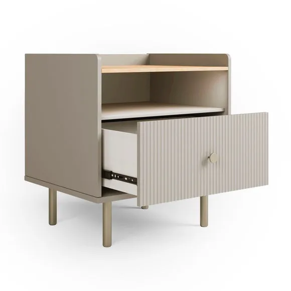 1 Drawer Bedside Table with Shelf - Natural, Wood