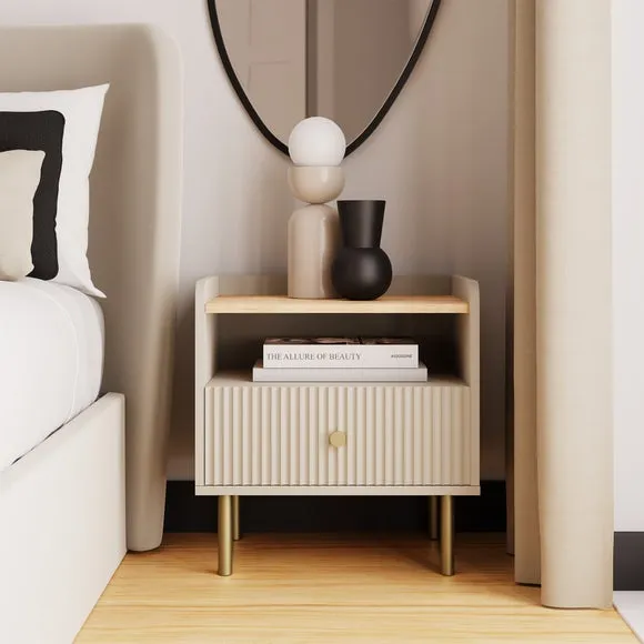 1 Drawer Bedside Table with Shelf - Natural, Wood