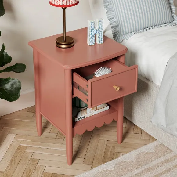 1 Drawer Bedside Table with Shelf - Red Clay