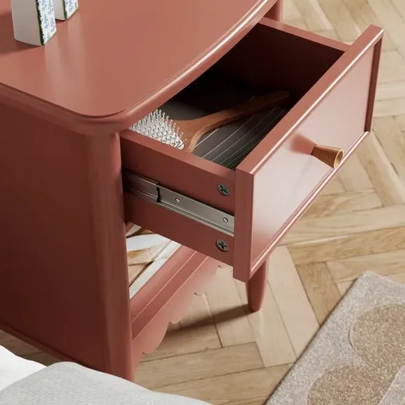 1 Drawer Bedside Table with Shelf - Red Clay